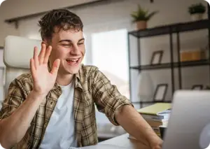 Student attending to an online class