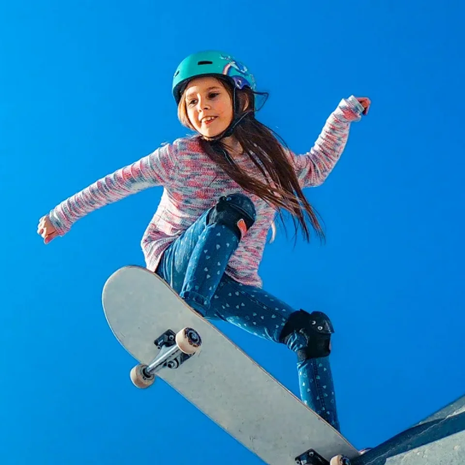 Student with her skate board